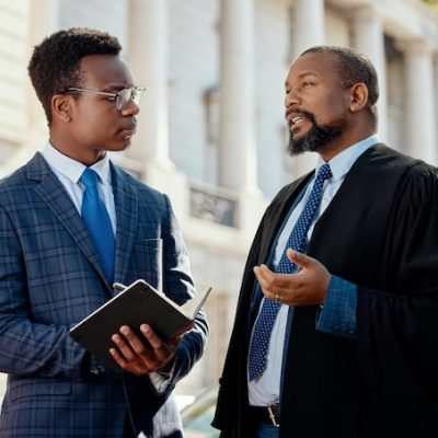 city-notebook-judge-talking-with-lawyer-outdoor-preparation-court-case-trial-explain-idea-vision-with-mature-man-speaking-assistance-urban-town-legislation-planning_590464-457177